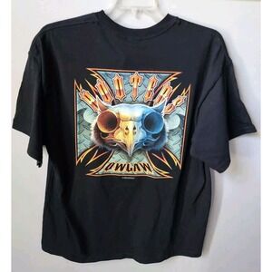 VTG NWT Hooters Owl Skull Graphic Print Black T-Shirt Men's XL Rare